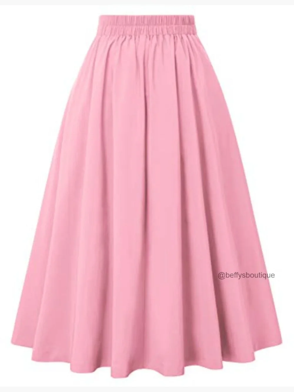 Vintage High Waist Pleated Midi A-Line Skirt with Pockets - Picture 4 of 7